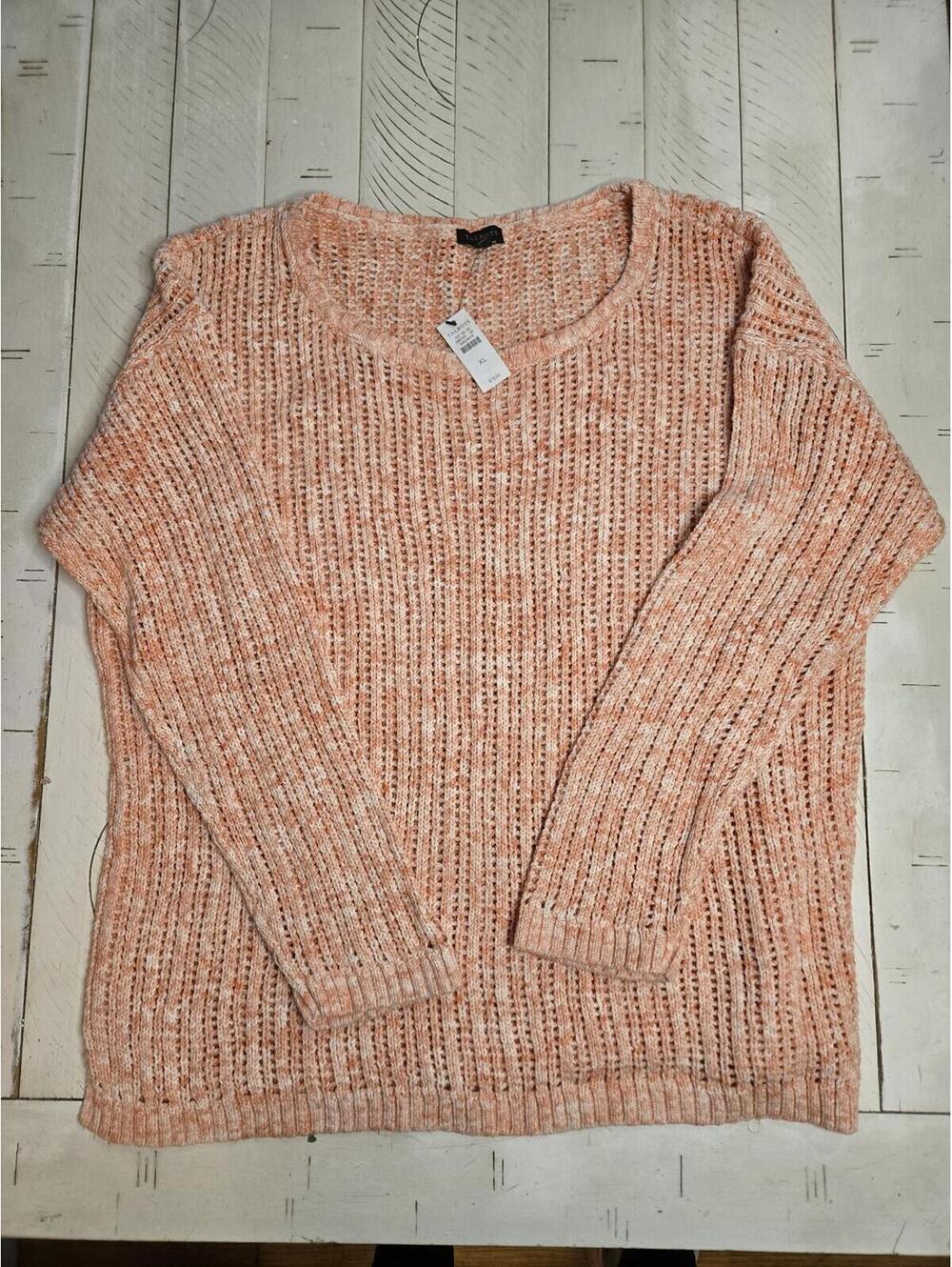 Talbots XL Peach Cream Marled Knit Sweater NWT Lightweight Pullover